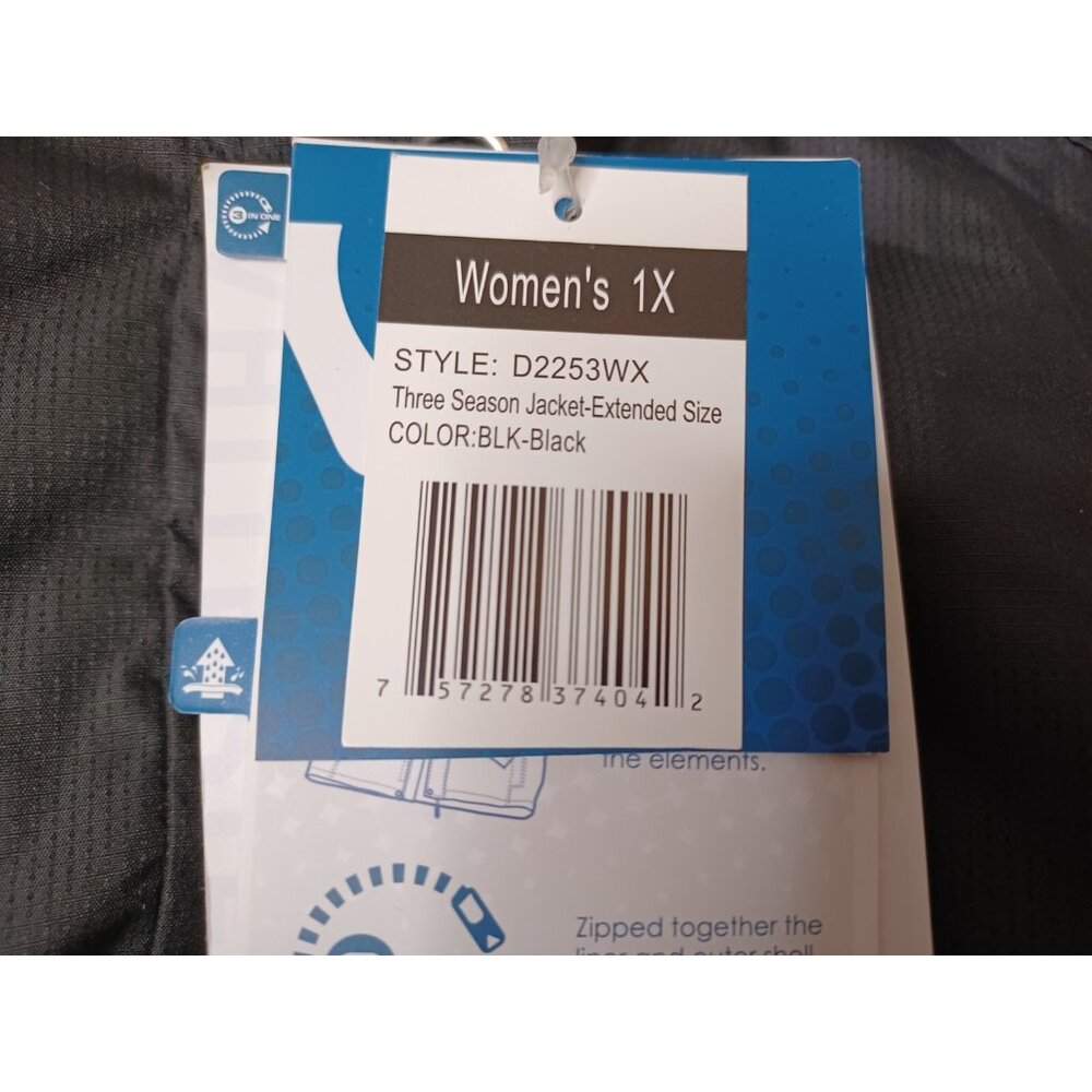 White Sierra 3-in-1 Jacket Womens 1XL Black Water Proof/Breathable - Picture 3 of 10